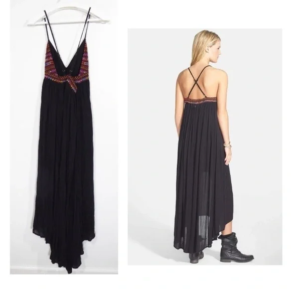 Billabong Wild Skies Maxi Dress Embroidered Empire Waist Gauze Cotton Festival - Picture 5 of 16